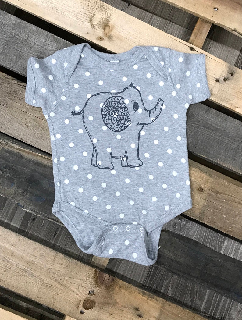 Baby Outfit, Elephant Baby Cloths, Elephant Baby Onesie, Grey Elephant Outfit, Elephant Baby Outfit image 1