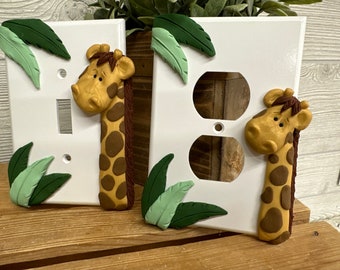 Giraffe Switch Plate Cover, Single Switch Plate, Giraffe Decor, jungle Nursery