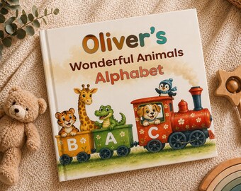 Livro de Histórias do Alfabeto Personalizado para Bebês, Lembrança Infantil com o Alfabeto, Presente de Primeiro Aniversário para Crianças