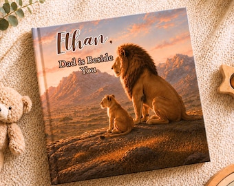 Livro personalizado para o papai, História do Leão para o Papai e Eu, Presente personalizado para o Dia dos Pais com nome, História para dormir de recordação para o papai