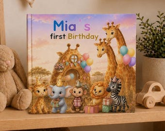 Livro personalizado para o primeiro aniversário, história personalizada com o nome do bebê, lembrança do primeiro aniversário.