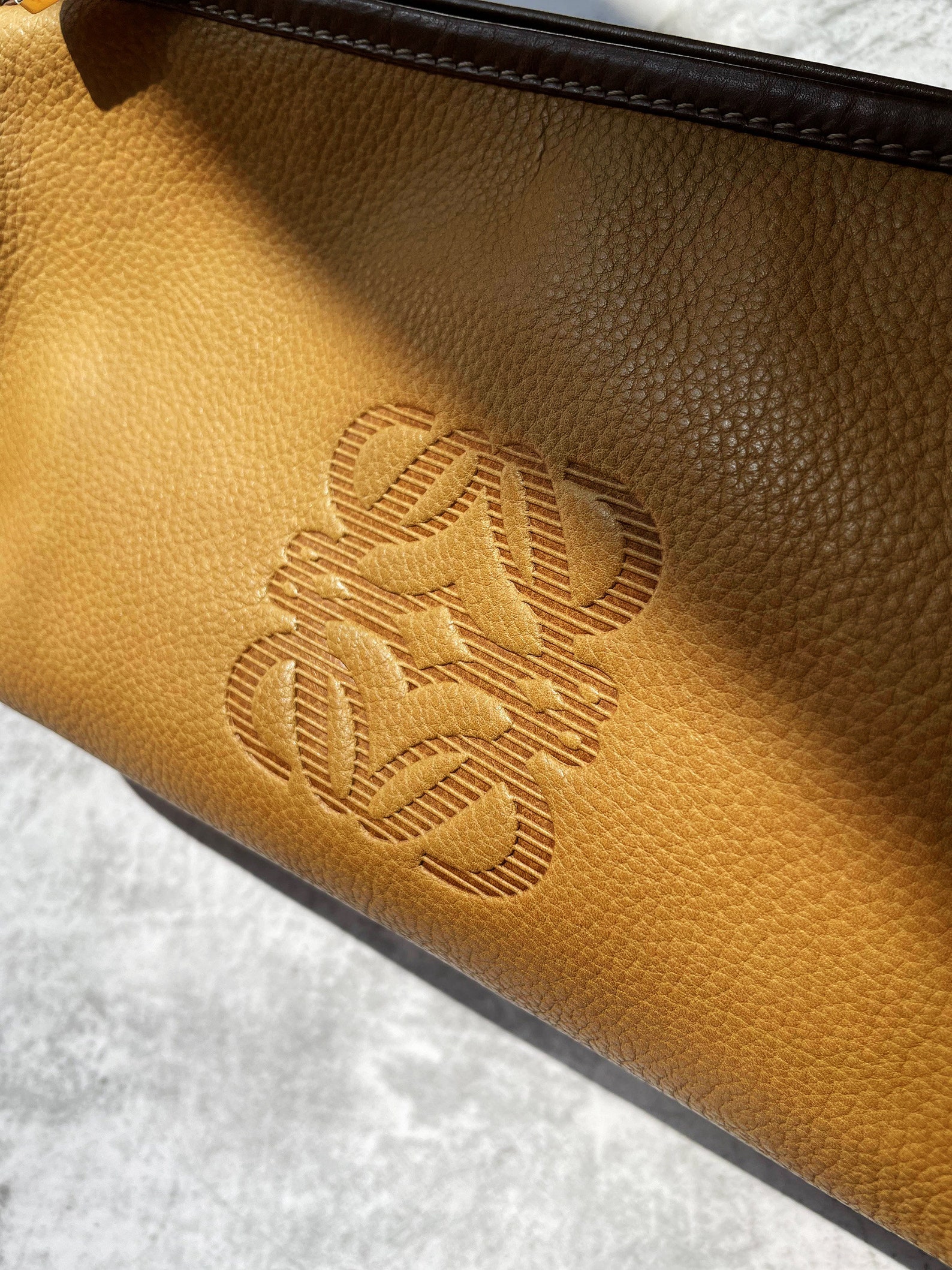 Vintage old Loewe Handbags Beige brown leather logo Anagram | Etsy