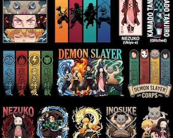 50+ Demon Slayer Anime-clipartbundel | DTF-afdrukontwerpen, png-afbeeldingen (digitale download)