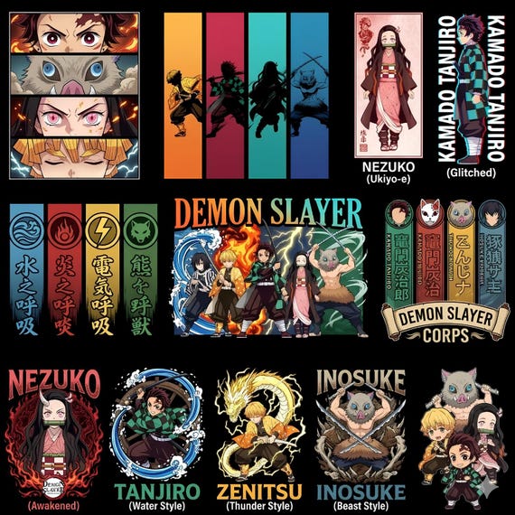 50+ Demon Slayer Anime Clipart Bundle | DTF Print Designs, PNG Graphics (Digital Download)