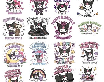Kuromi PNG Bündel | Kawaii Katzen Illustrationen bündeln | Original Cartoon Clipart, Sublimationsdateien (Digitaler Download)