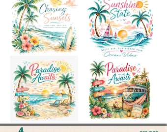 4 zomershirt png, trendy png, zomer png, strand png, zomershirt png, strandshirtontwerp, zomerkunst sublimatie png