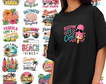 30+ zomer png-bundel, zomerse vibes png, zomersublimatie, tropisch strandshirt, trendy strip png, retro zomer png, zomercoquette png
