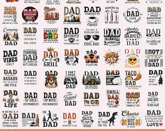 50+ Vaderdag Png-bundel Funny Dad Quotes Beste vader ooit Club Daddy Saurus Rad Dad cadeau voor vader Eerste vaderdag sublimatie ontwerpen