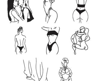 Motif de broderie corps féminin sexy, fichier de broderie Machine sexe Pose, téléchargement immédiat