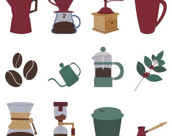 Lot de 12 motifs de broderie café à téléchargement immédiat