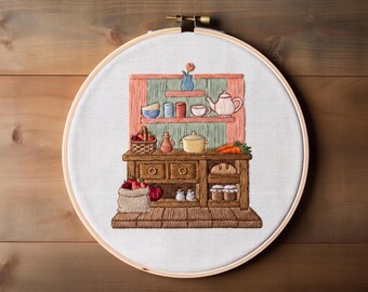 Cozy Kitchen Embroidery Pattern PDF, Hand Embroidery Design Bundle, Instant Download