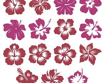 Ensemble de 15 motifs de broderie fleur d'hibiscus, broderie Machine hawaïenne, téléchargement immédiat