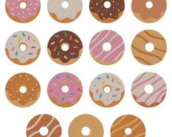 Lot de 15 motifs de broderie Machine Donut Bakery, téléchargement immédiat