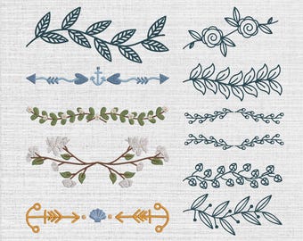 Lot de 10 motifs de broderie bordure florale, téléchargement numérique instantané, taille 5