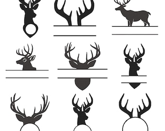 Lot de 9 broderies monogramme cerf, fichier de broderie de chasse, téléchargement immédiat