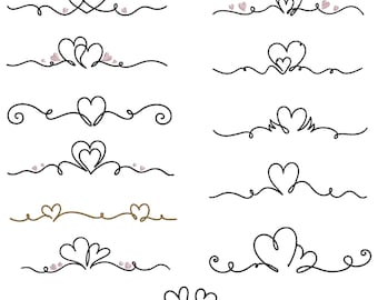 Motif de broderie bordure coeur, fichiers de broderie art coeur amour, téléchargement immédiat