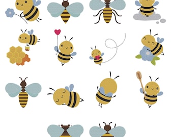 Lot de broderie abeille, fichiers de broderie bourdon mignon, téléchargement immédiat