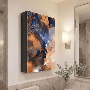 Entryway Wall Cabinet with Hidden Storage, Floating Console Cabinet, Hallway Organizer Shelf, Bathroom Wall Cabinet, Tempered Glass Wall Art