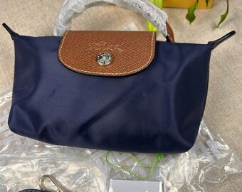 Longchamp mini Navy crossbody bag with detachable shoulder strap, women's nylon tote bag, a gift for her.