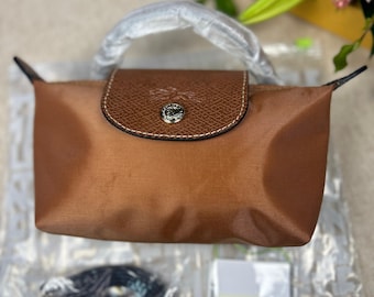 Longchamp Mini Cognac Crossbody Bag Cabrio Crossbody mit abnehmbaren Riemen, Damen Nylon Handtasche, Geschenk für sie