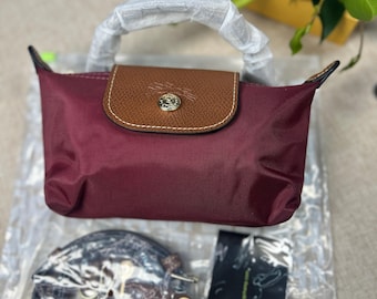 Longchamp Mini Rot Umhängetasche Cabrio Crossbody mit abnehmbaren Riemen, Damen Nylon Handtasche, Geschenk für sie