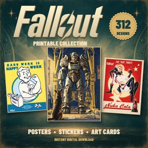 Affiches, autocollants PNG et cartes artistiques Fallout à imprimer, 312 modèles