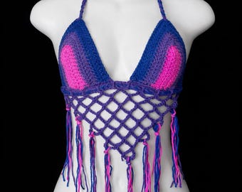 Bisexual Diamond mesh Fringe Top.