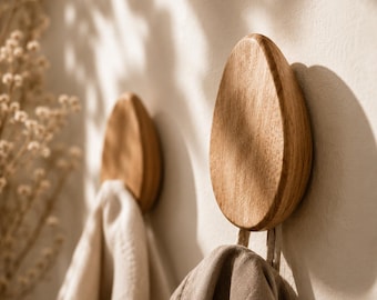 Eikenhouten wandhaak | Minimalistische houten kapstok | Moderne Scandinavische wanddecoratie | Organizer voor de hal