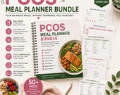 PCOS Meal Planner PDF, Printable PCOS Food List, Hormone Tracker, Insulin Resistance Grocery Guide Bundle