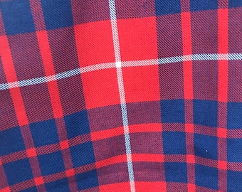 Hamilton Red Modern. Tartan Fabric. Poly viscose. Machine Washable. Remnant Piece.