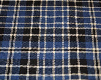 Clark/ Clarke / Clergy Ancient tartan fabric. Poly viscose. Machine Washable. Large Remnant piece.