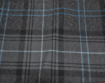 Highland Granite Tartan Fabric. 100% 10oz Pure New Wool. Remnant Piece. Woven in Scotland.