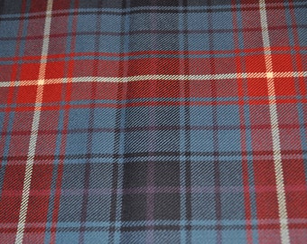 United Scots American Tartan Fabric. 100% 10oz Pure New Wool. Large Remnant Piece.