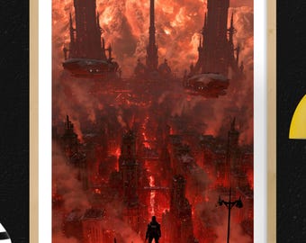 Killzone 3 Gaming Poster, Wall Art, Helghan Capital City Sci Fi Battlefield, Gamer Room Decor, Digital Download