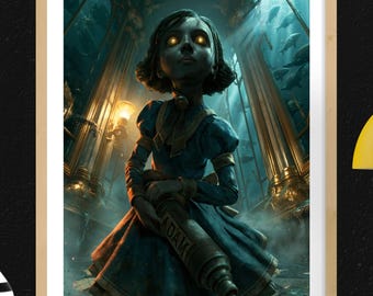 BioShock Games Poster Wall Art Little Sister Rapture Art Deco Gamer Room Decor Digital Download