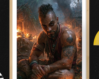 Far Cry 3 Gaming Poster, Wall Art, Vaas Montenegro Rook Islands, Gamer Decor, Digital Download
