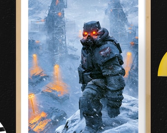 Killzone 3 Gaming Poster, Wall Art, Helghast Soldier Snow Battlefield, Gamer Room Decor, Digital Download