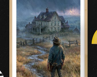 Red Dead Redemption Gaming Poster, Wall Art, John Marston Ranch House Landscape, Gamer Decor, Digital Download