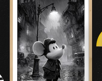 Mouse: P.I. for Hire Gaming Poster, Wall Art, Noir Detective Mouse, Gamer Decor, Digital Download