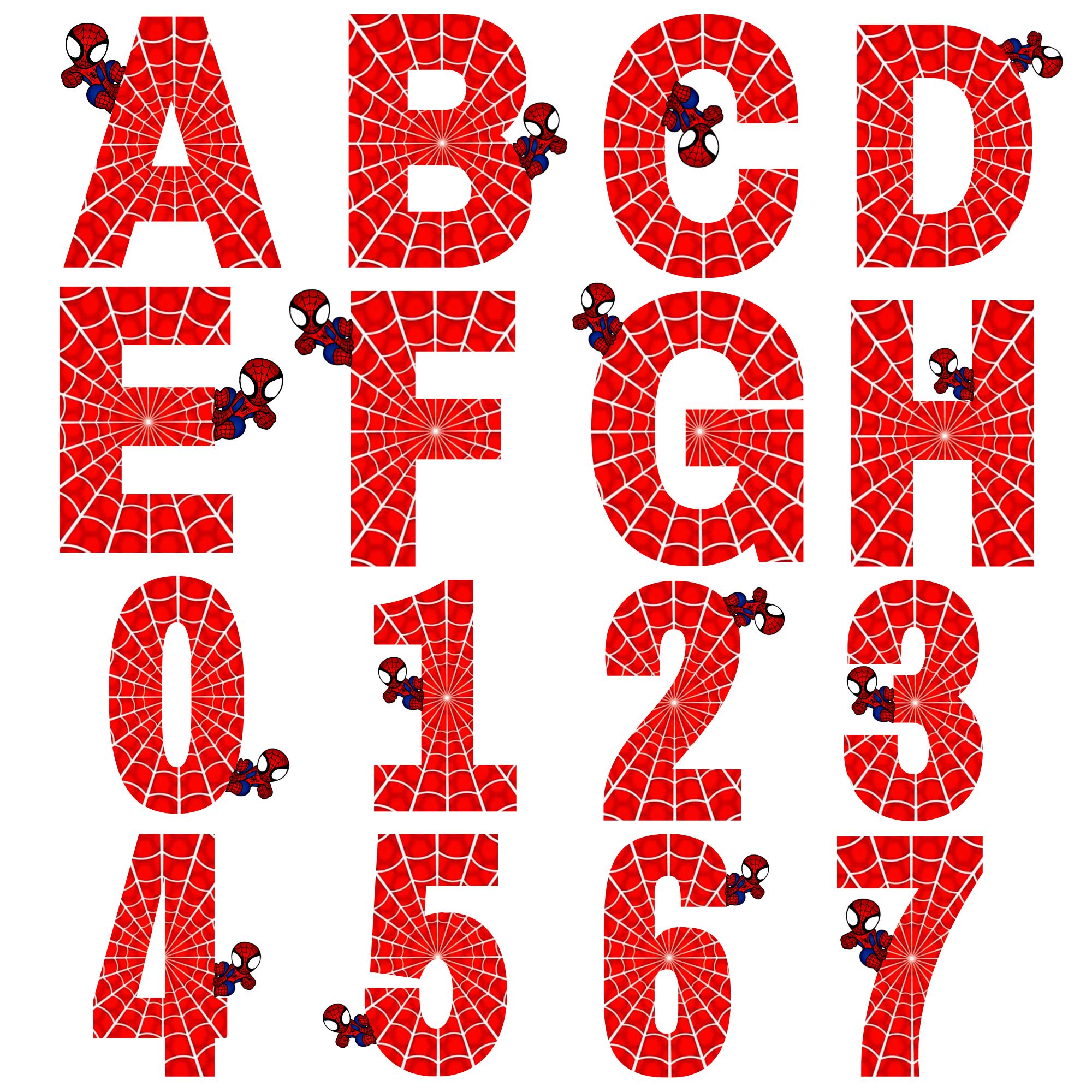 Spidey Spider Web Alphabet PNG Bundle | Spider Alphabet Letters Numbers ...