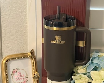 Limited Edition Brown Gold Stanley Quencher H2.0 40oz Tumbler Handle Straw