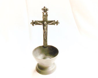 French Vintage Pewter Holy Water Font (C144)
