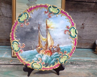 French Vintage Hand Painted Collectible Plate s76