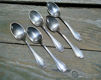 Set of 6 French Silver plated Alfenide Vintage Moka / Demitasse Spoons (x292)