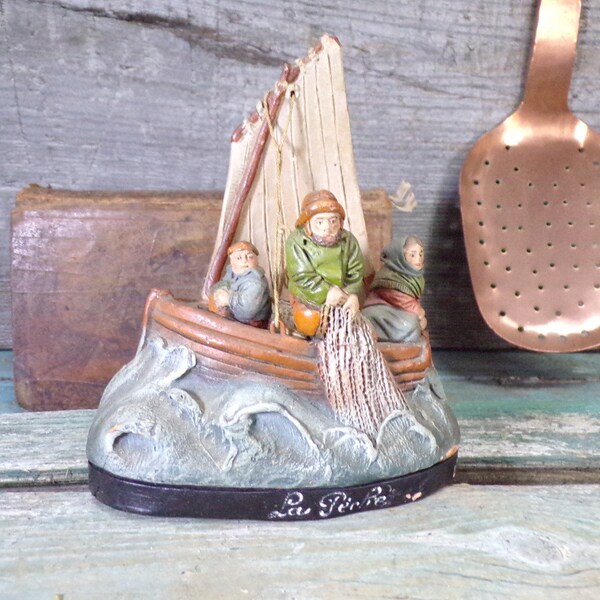 Französisch vintage Terra Cotta Souvenir from the sea fisherman circa 1930 s343