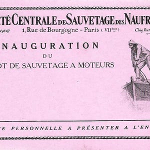 Cartão antigo francês de resgate marítimo "Societe Centrale de Sauvetage des Naufragés" (s276)