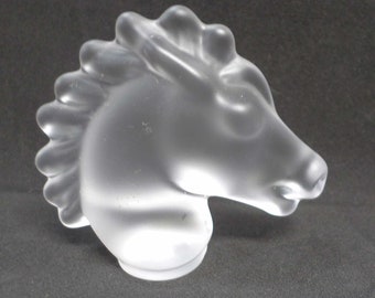 Vintage Sevres France Crystal Horse Head Figurine t832