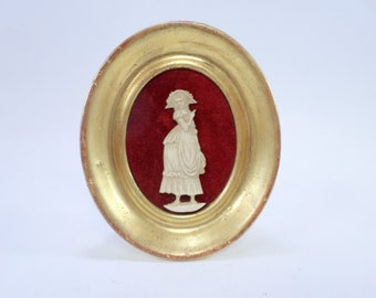 Vintage French Miniature Gilt Frame Hand made of a  Lady from the XIX century t381