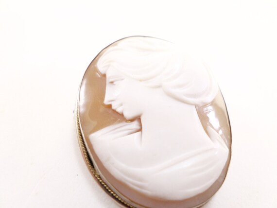 French Antique Shell Cameo brooch Pendant v971 - image 2