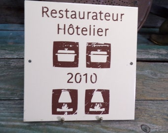 Enseigne métallique vintage française pour hôtel restaurant, publicité s628